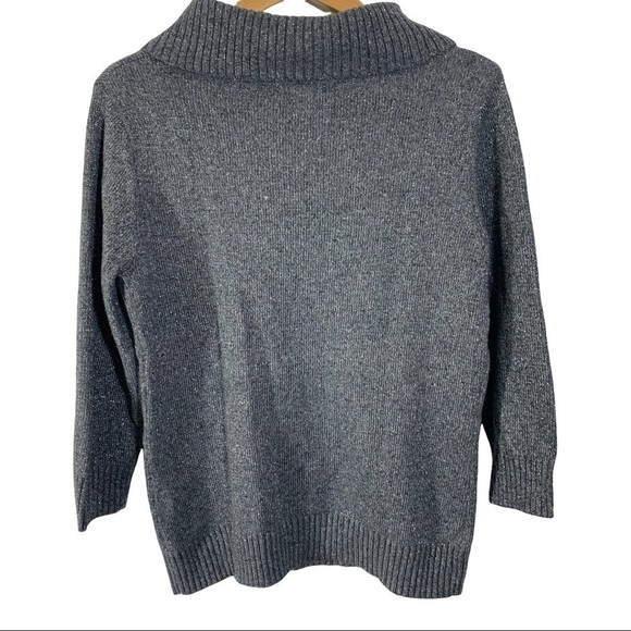 Charter Club Silver Metallic Thread Cowl Neck Sweater - Picture 2 of 8